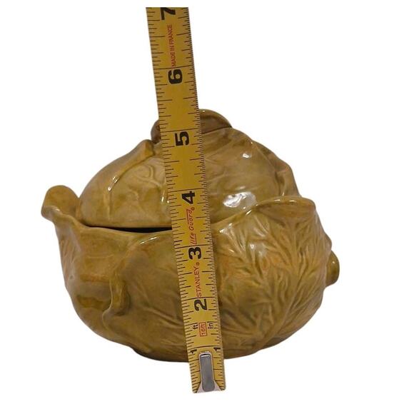 Cabbage Lettuce Turain Serving Bowl Lid Dish Platter Green Ceramic Cottage Farm - Picture 15 of 16